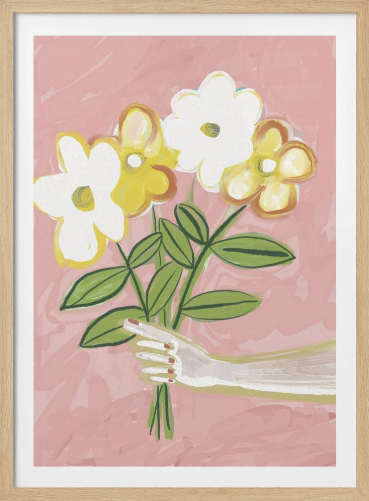 Bosje bloemen roze en geel | Poster