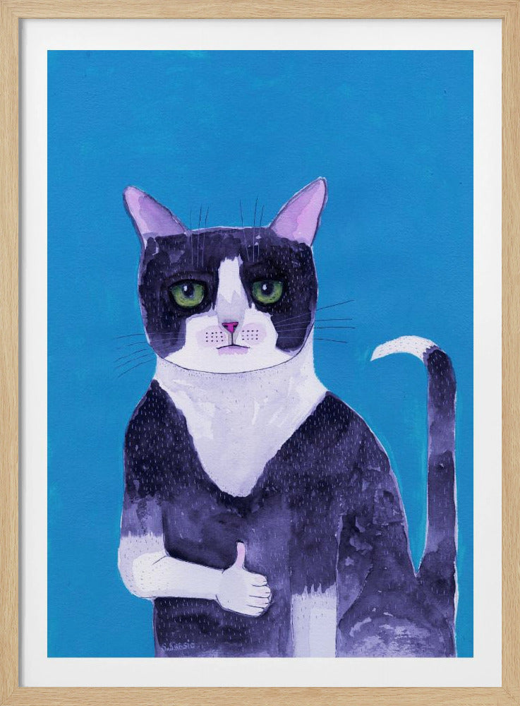 Kat duimen omhoog blauw | Poster