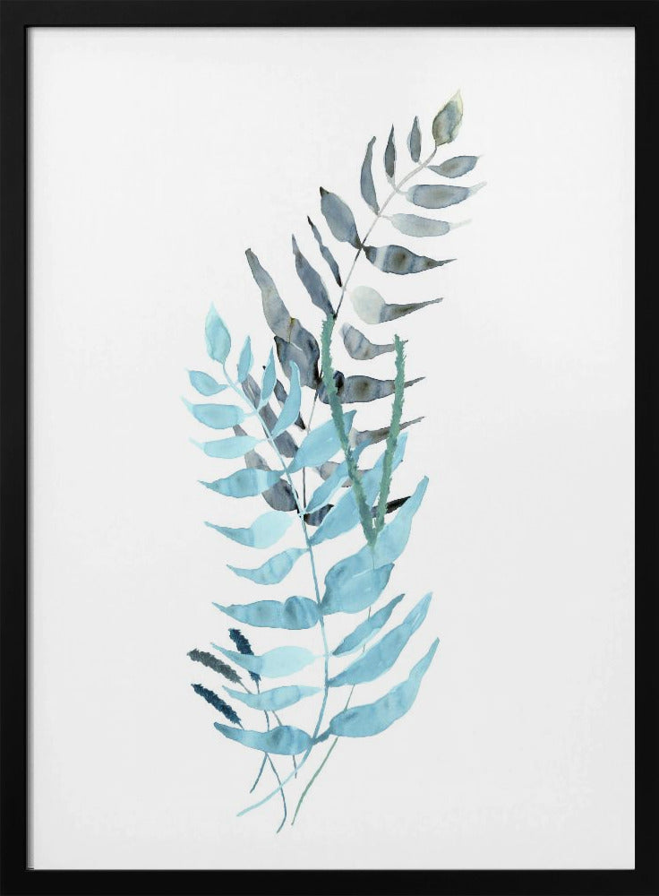 Blauwe aquarelbloemen 1 | Poster