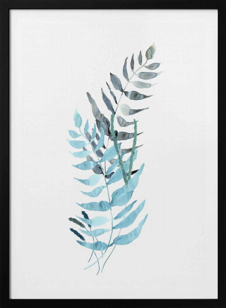 Blauwe aquarelbloemen 1 | Poster