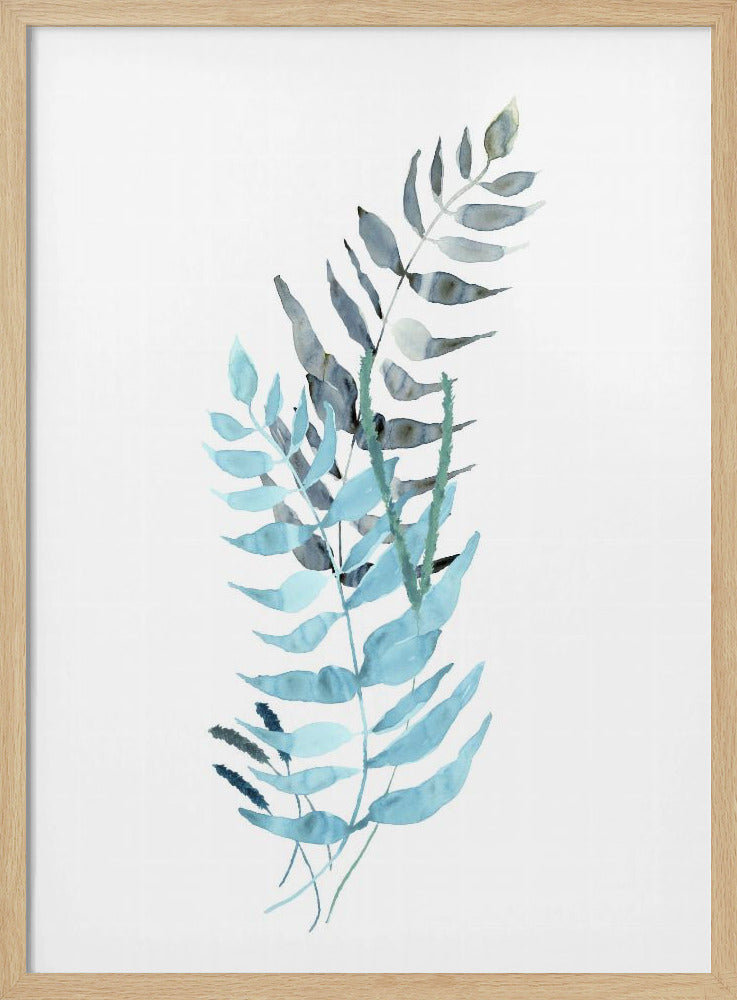 Blauwe aquarelbloemen 1 | Poster