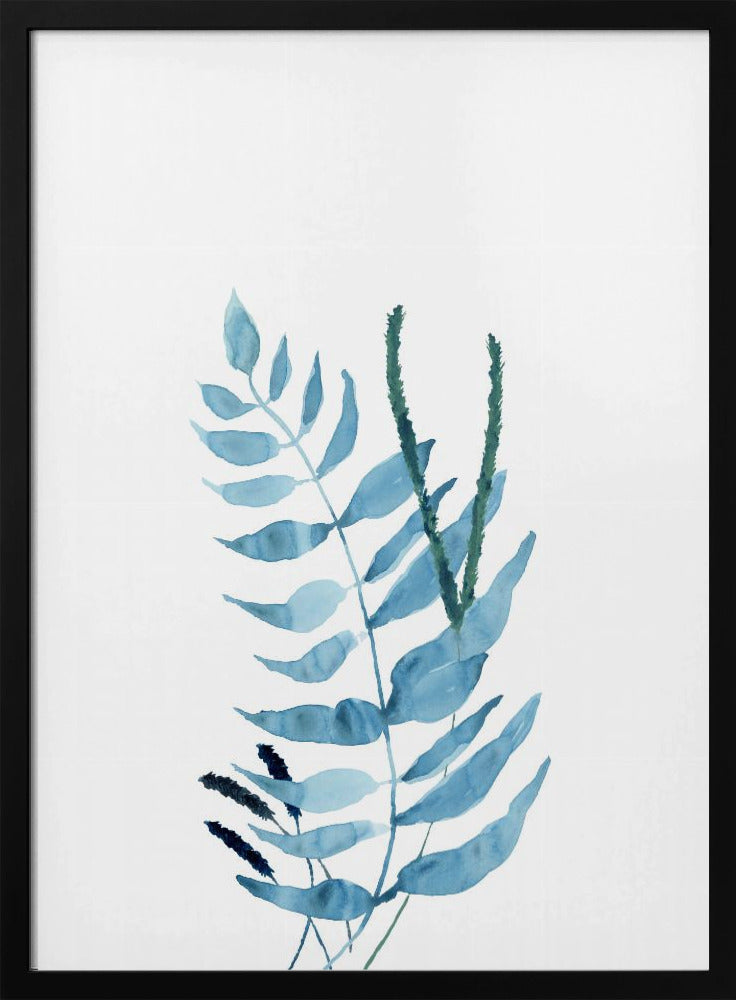 Blauwe aquarelbloemen 2 | Poster