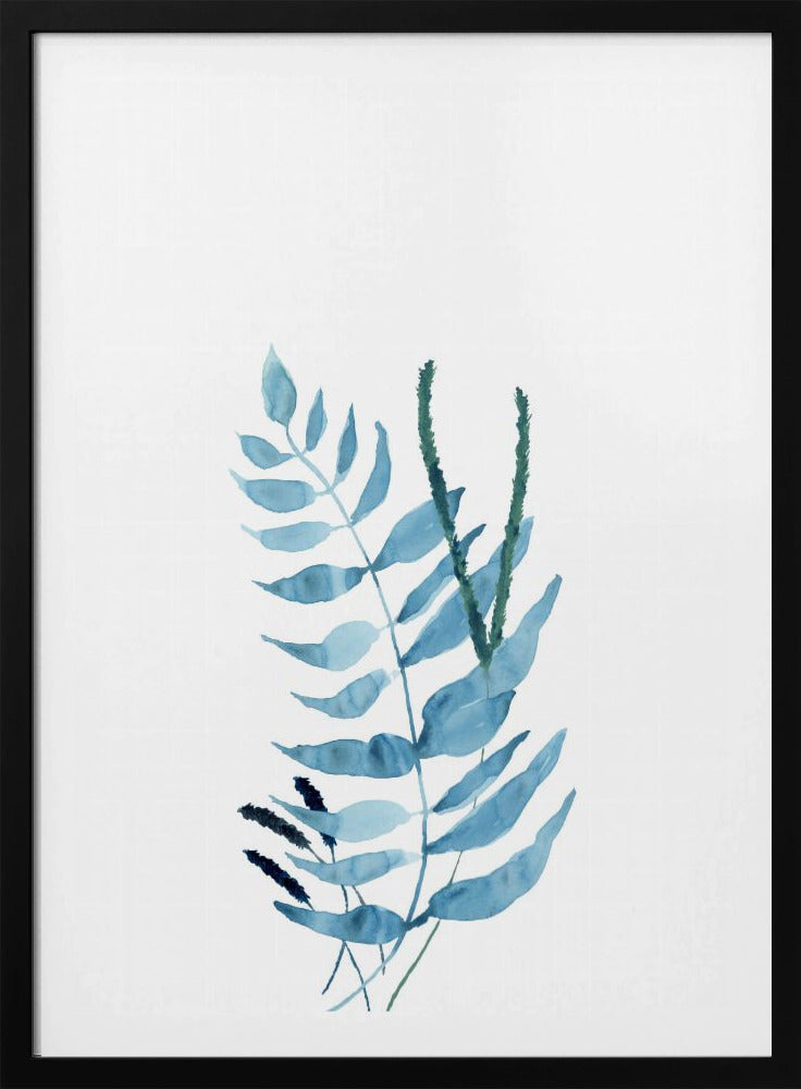 Blauwe aquarelbloemen 2 | Poster