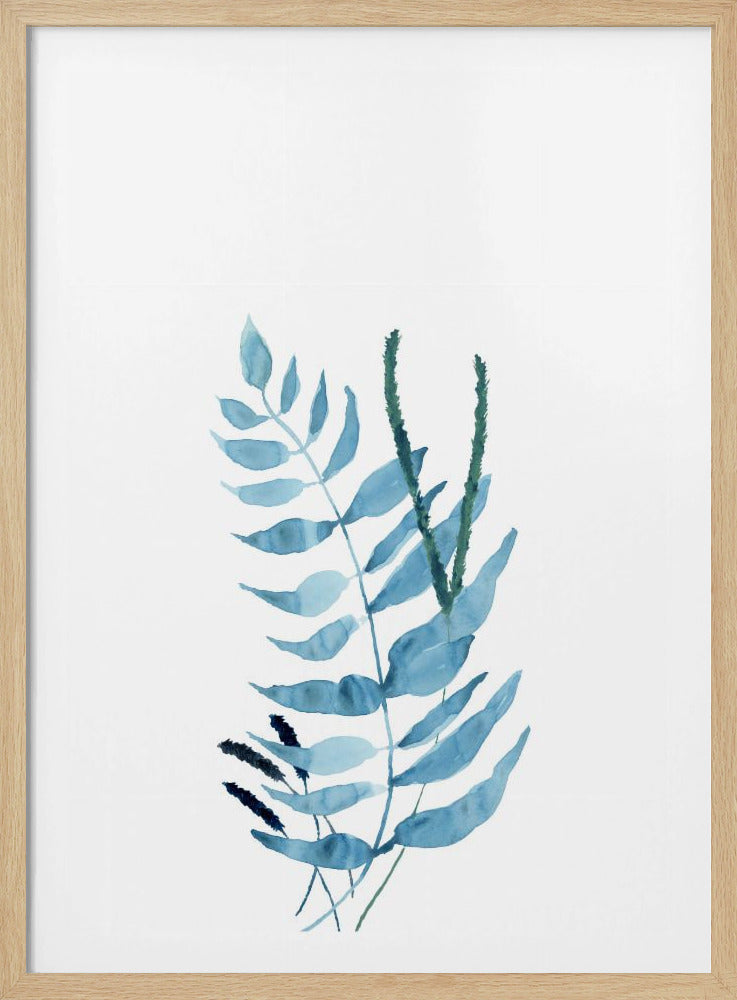 Blauwe aquarelbloemen 2 | Poster