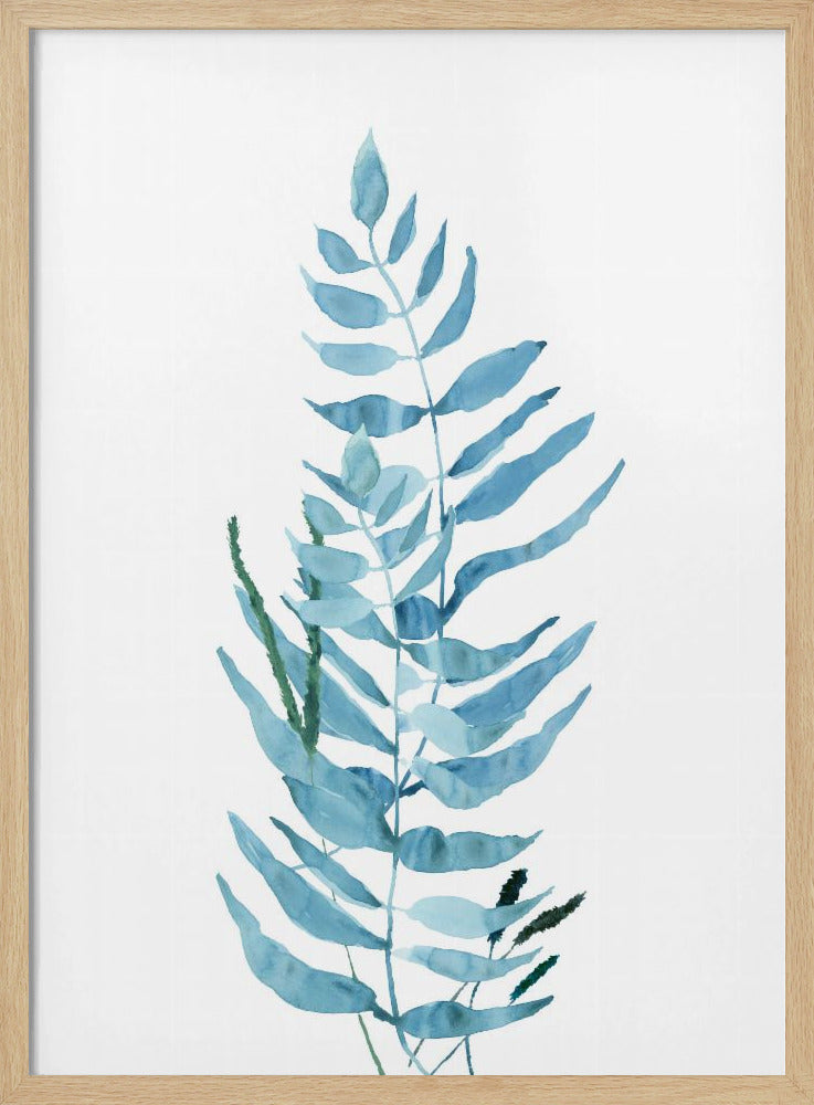 Blauwe aquarelbloemen 3 | Poster