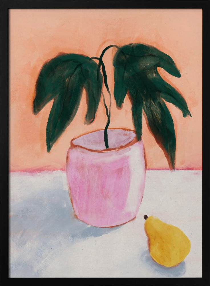 Roze pot, gele peer | Poster