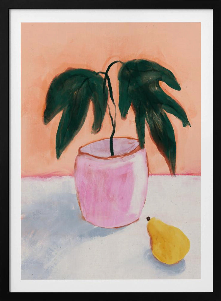 Roze pot, gele peer | Poster