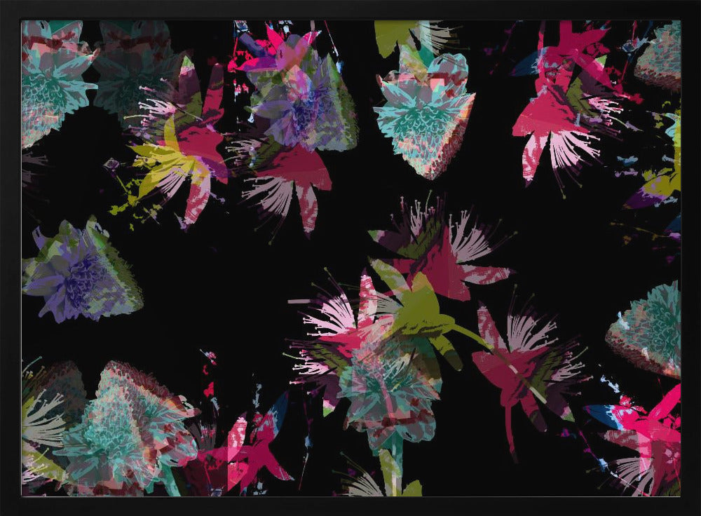 Neon bloemenmix | Poster