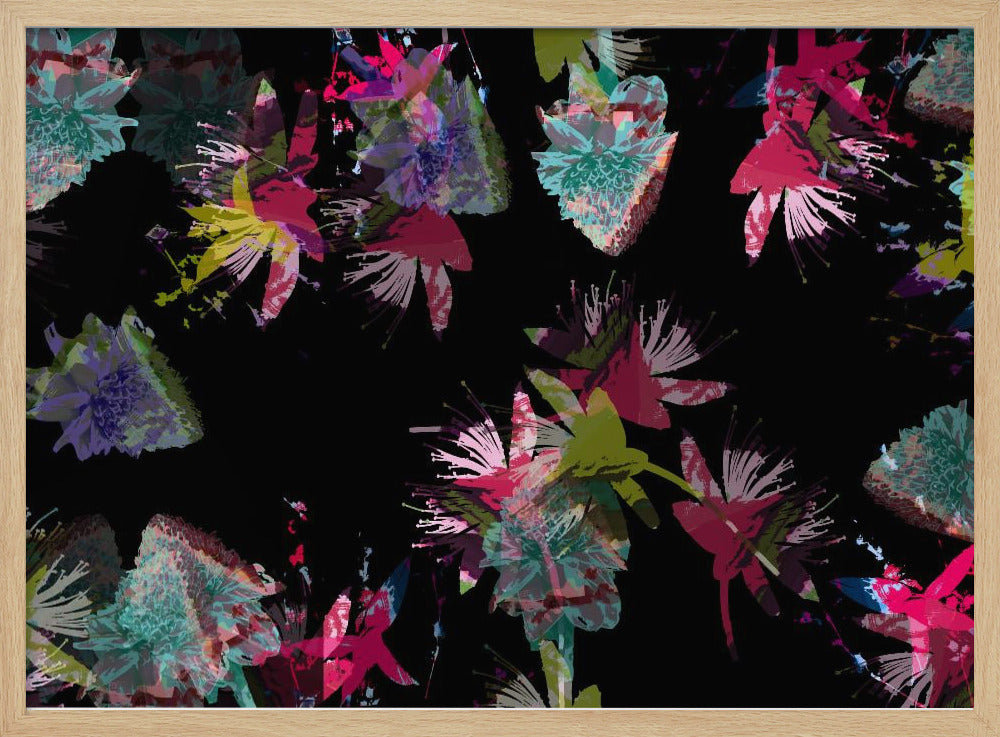 Neon bloemenmix | Poster