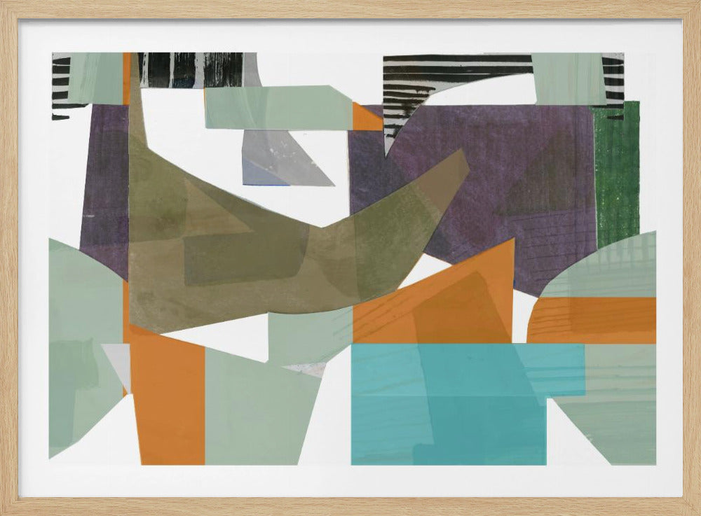Oranje, Groen en Blauwe Tinten Abstract Hardedge 1 | Poster