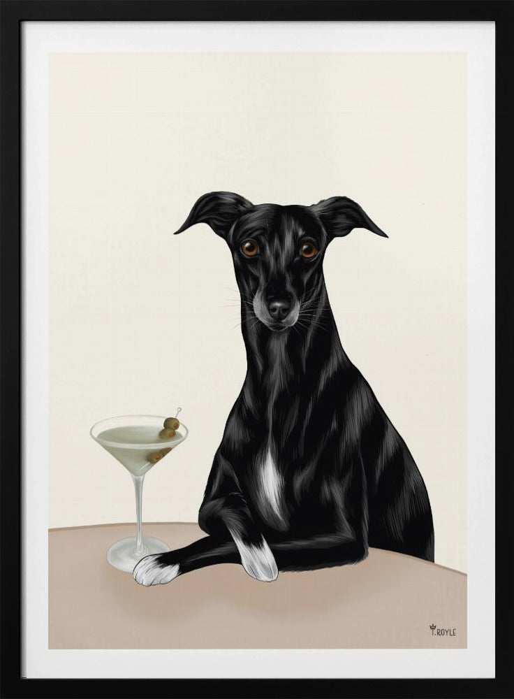 Stijlvolle windhond met martini | Poster
