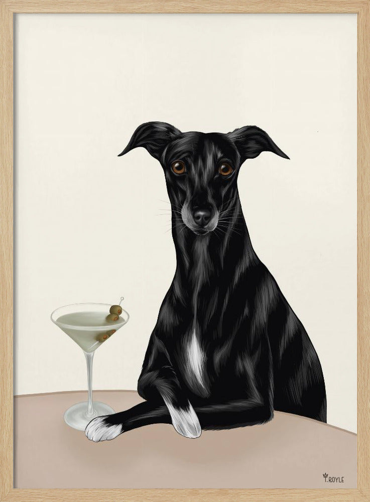 Stijlvolle windhond met martini | Poster