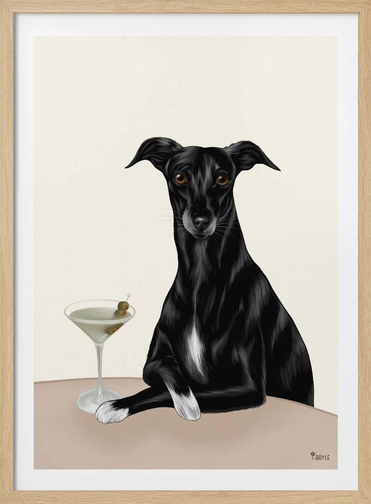 Stijlvolle windhond met martini | Poster