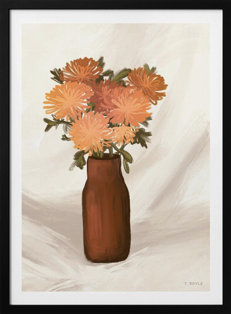 Vaas met bloemen in perzikkleur | Poster