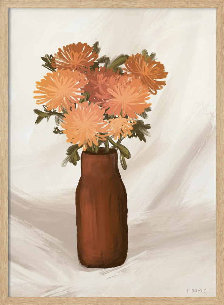 Vaas met bloemen in perzikkleur | Poster
