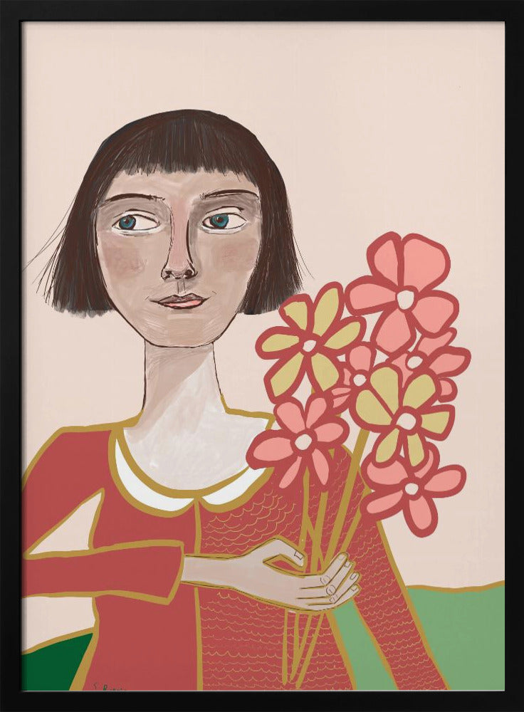 Vrouw met bloemen | Poster