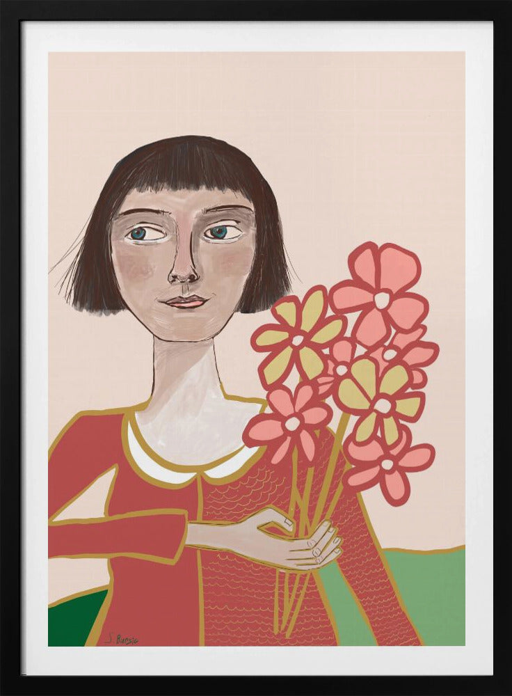 Vrouw met bloemen | Poster