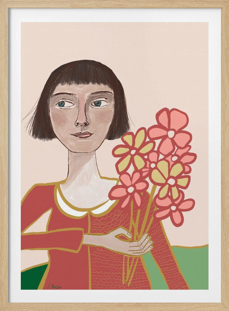 Vrouw met bloemen | Poster