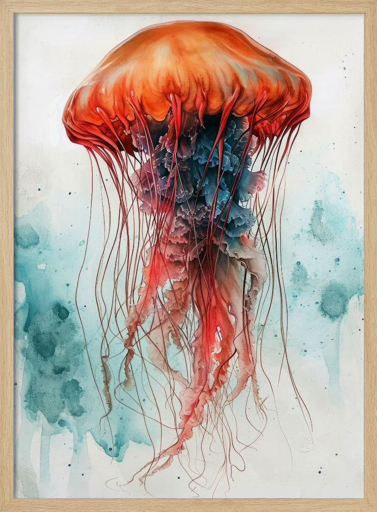 Aquarelkunst van Medusa-zeedieren | Poster
