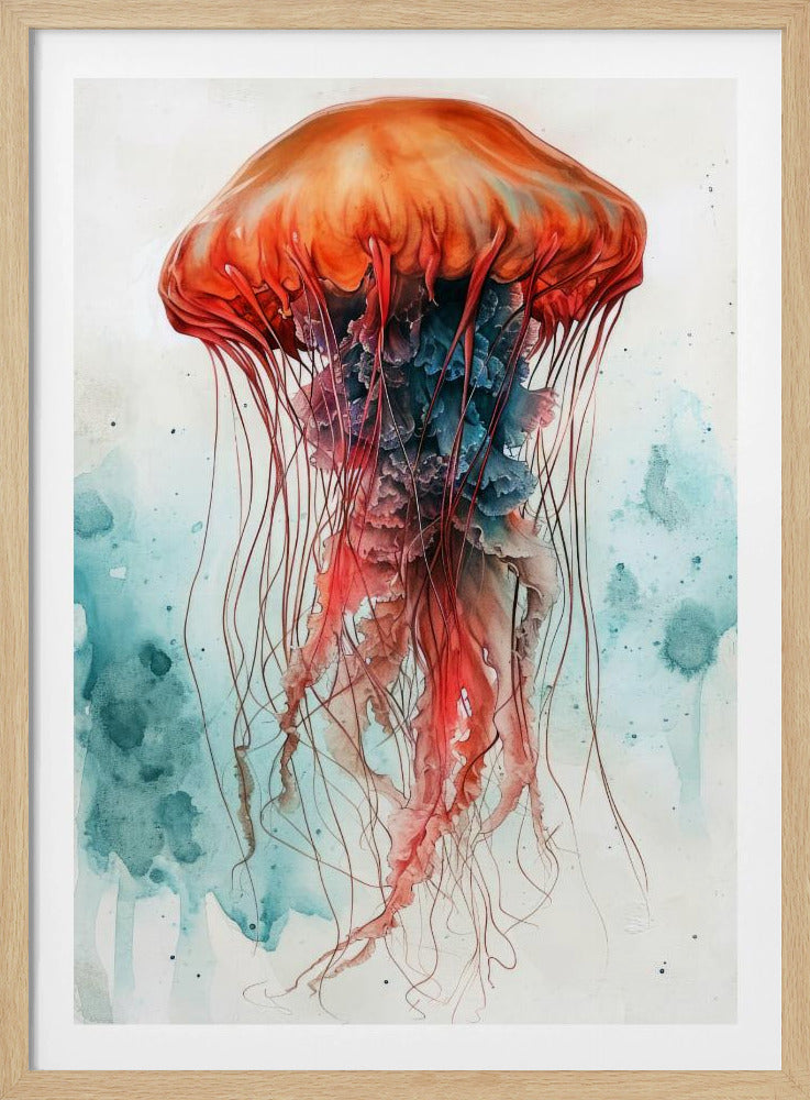 Aquarelkunst van Medusa-zeedieren | Poster
