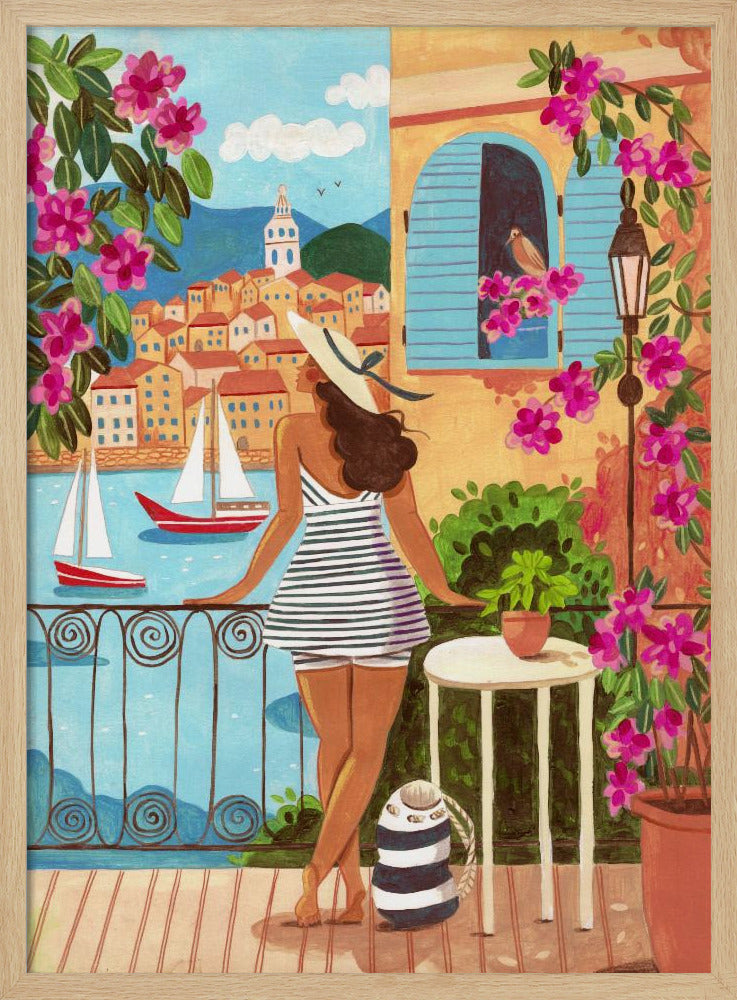 Reisposter vrouw in Saint-Tropez, Frankrijk | Poster