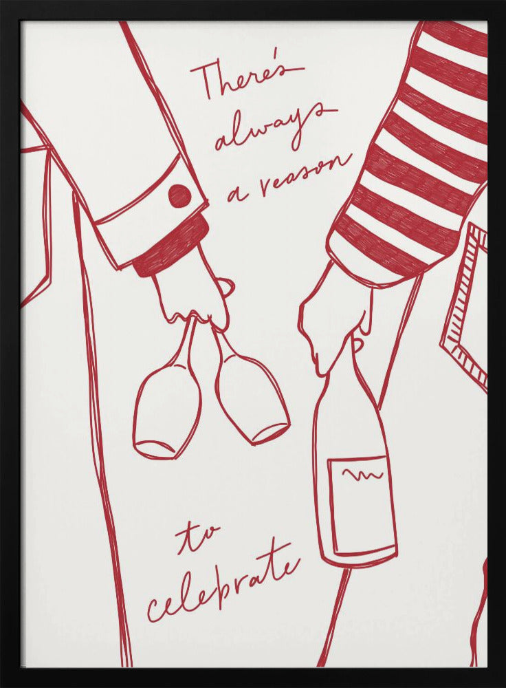 Vrouw met wijnfles en wijnglas (rood) - Wine Vin Rouge Femme | Poster