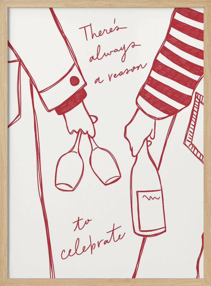 Vrouw met wijnfles en wijnglas (rood) - Wine Vin Rouge Femme | Poster
