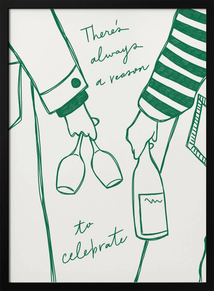 Vrouw met wijnfles en wijnglas (groen) - Wine Vin Femme Vert | Poster