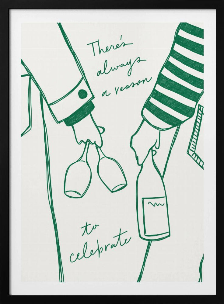 Vrouw met wijnfles en wijnglas (groen) - Wine Vin Femme Vert | Poster
