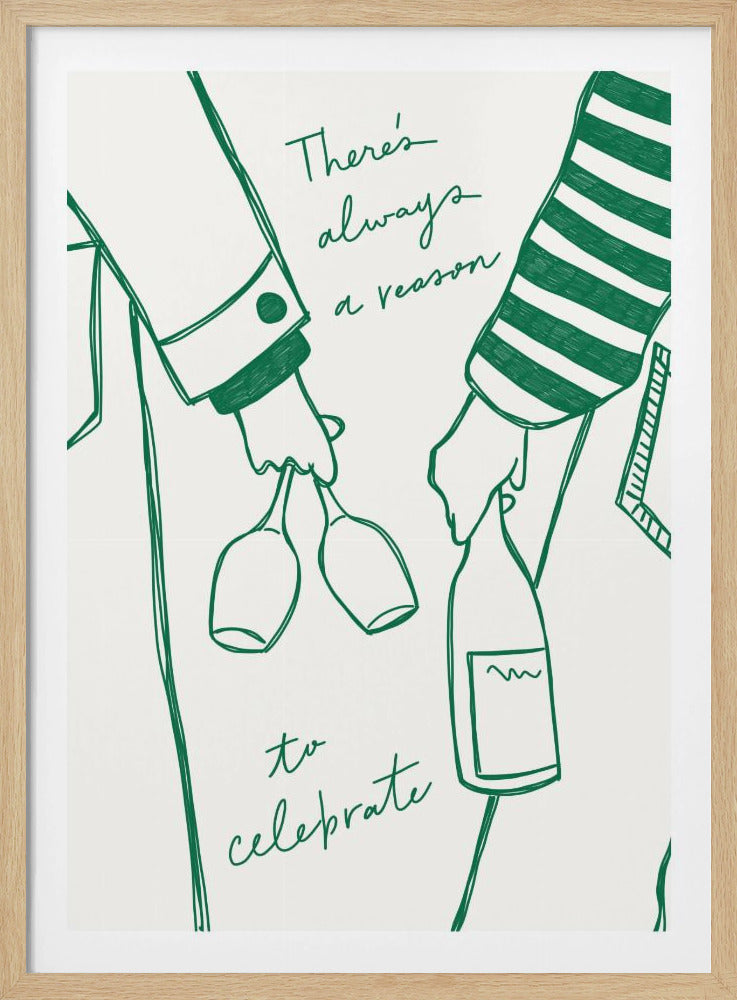Vrouw met wijnfles en wijnglas (groen) - Wine Vin Femme Vert | Poster