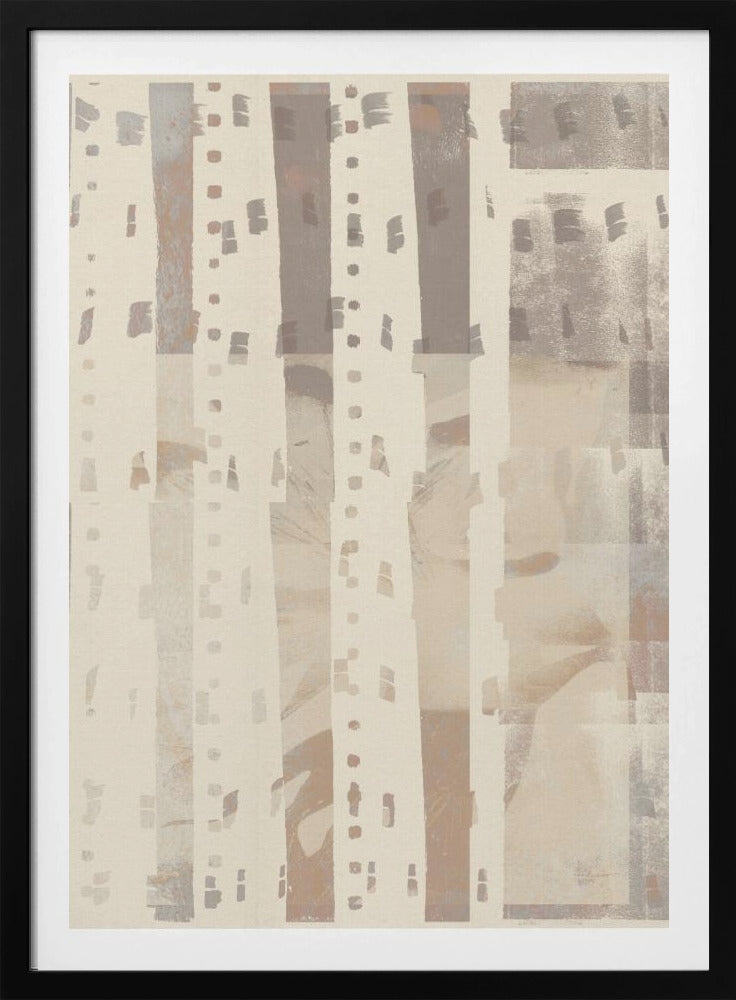 Neutraal abstract patroon in licht terracotta, taupe en wit. | Poster