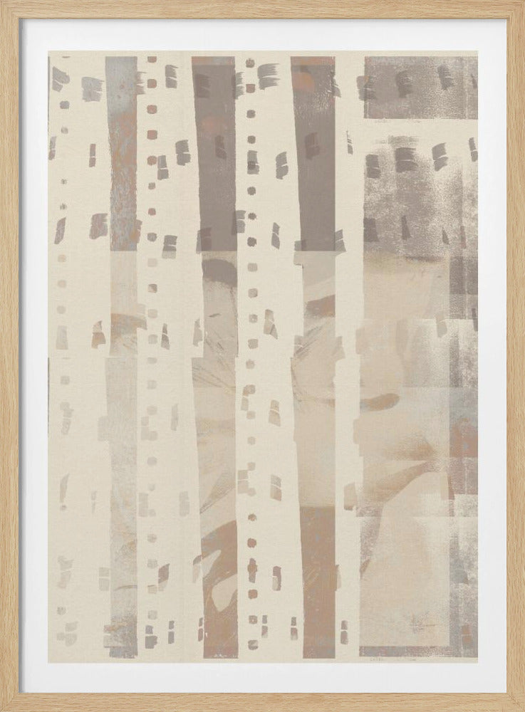 Neutraal abstract patroon in licht terracotta, taupe en wit. | Poster
