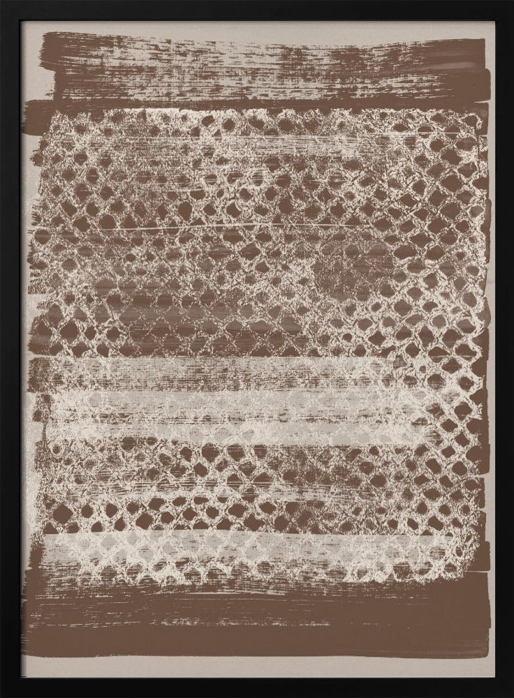 Neutraal patroon. Witte monotype textuur op bruin. | Poster