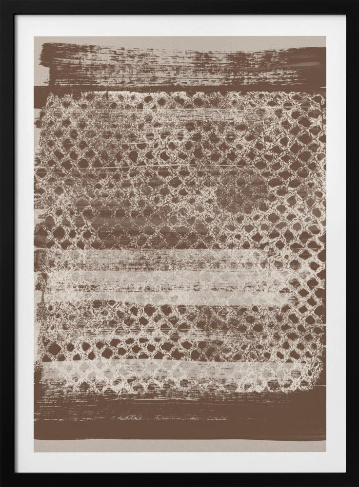 Neutraal patroon. Witte monotype textuur op bruin. | Poster