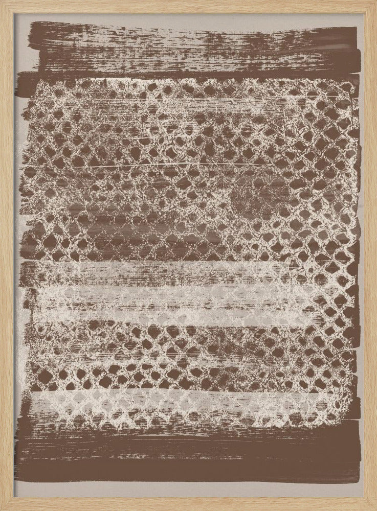 Neutraal patroon. Witte monotype textuur op bruin. | Poster