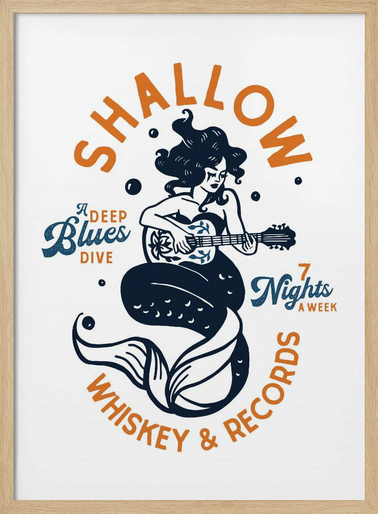 Shallow Whiskey &amp; Records Duikbar Muziek Zeemeermin | Poster