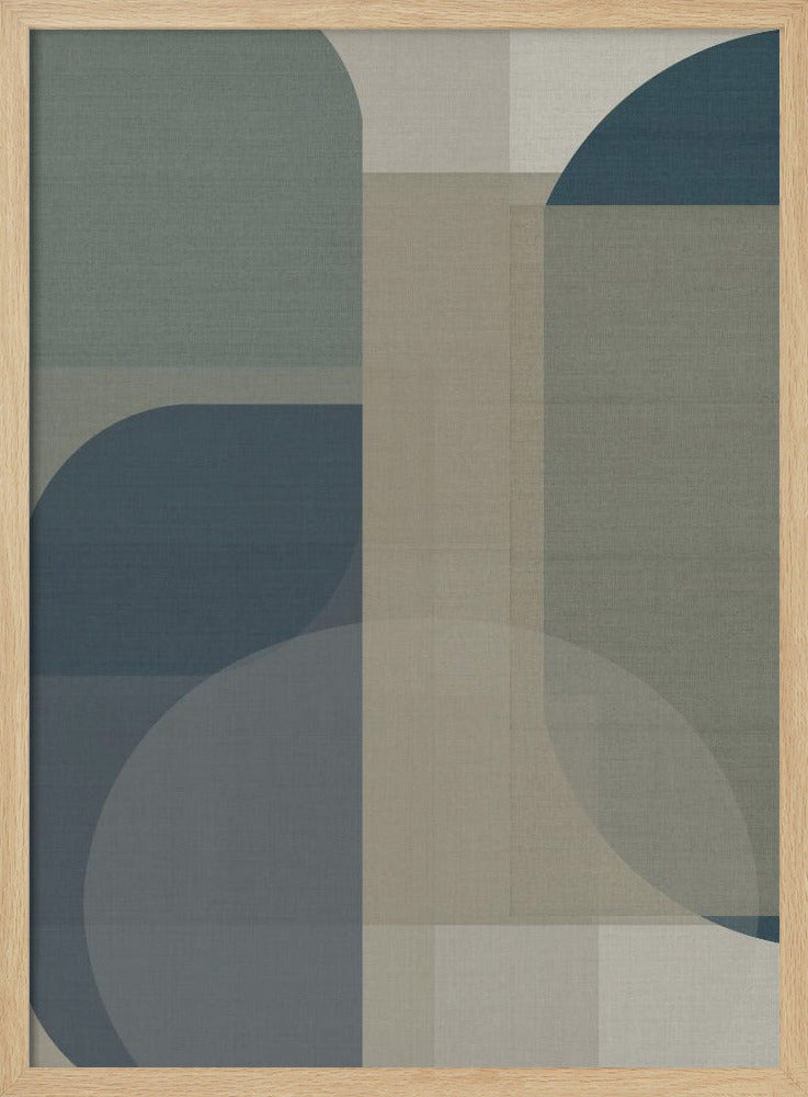 Geweven blauwe en neutrale abstracte lagen 2 | Poster
