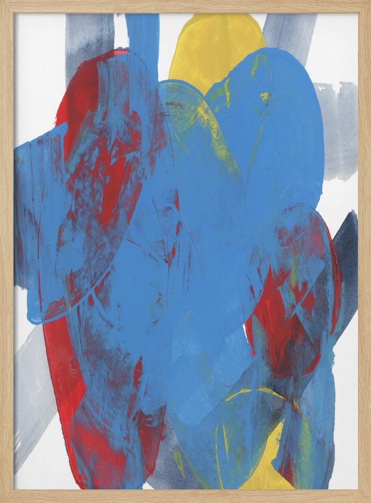 Abstracte blauwe, rode en gele vormen 3 | Poster
