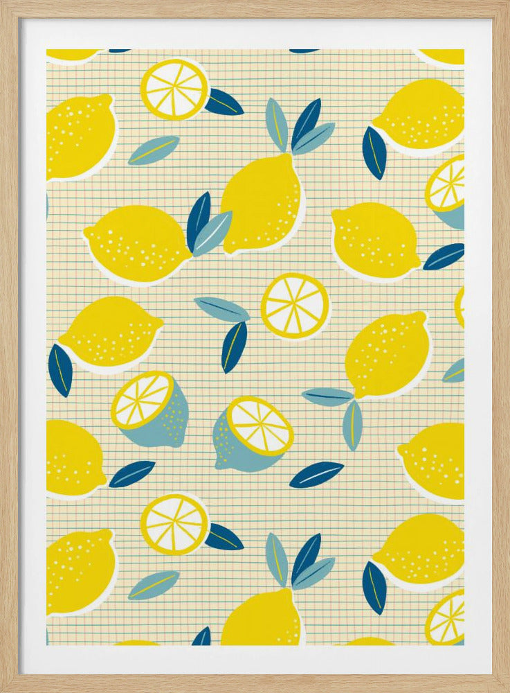 Verse citroenen geruit zonnig | Poster