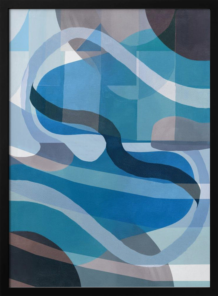 Abstracte blauwe en neutrale wervelende vormen 1 | Poster