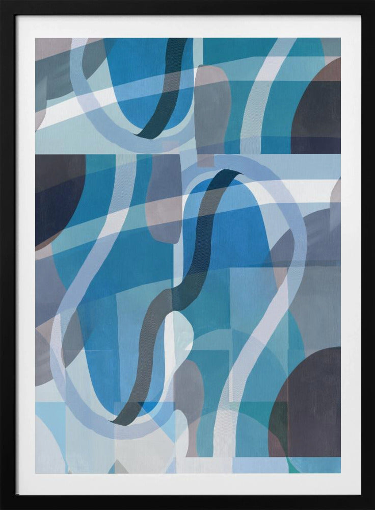 Abstracte blauwe en neutrale wervelende vormen 2 | Poster