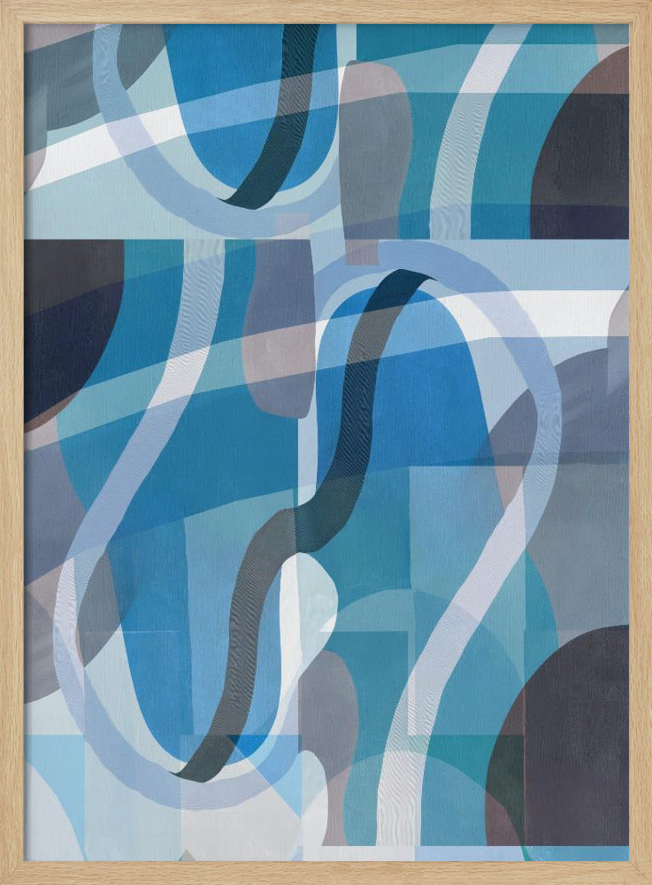 Abstracte blauwe en neutrale wervelende vormen 2 | Poster