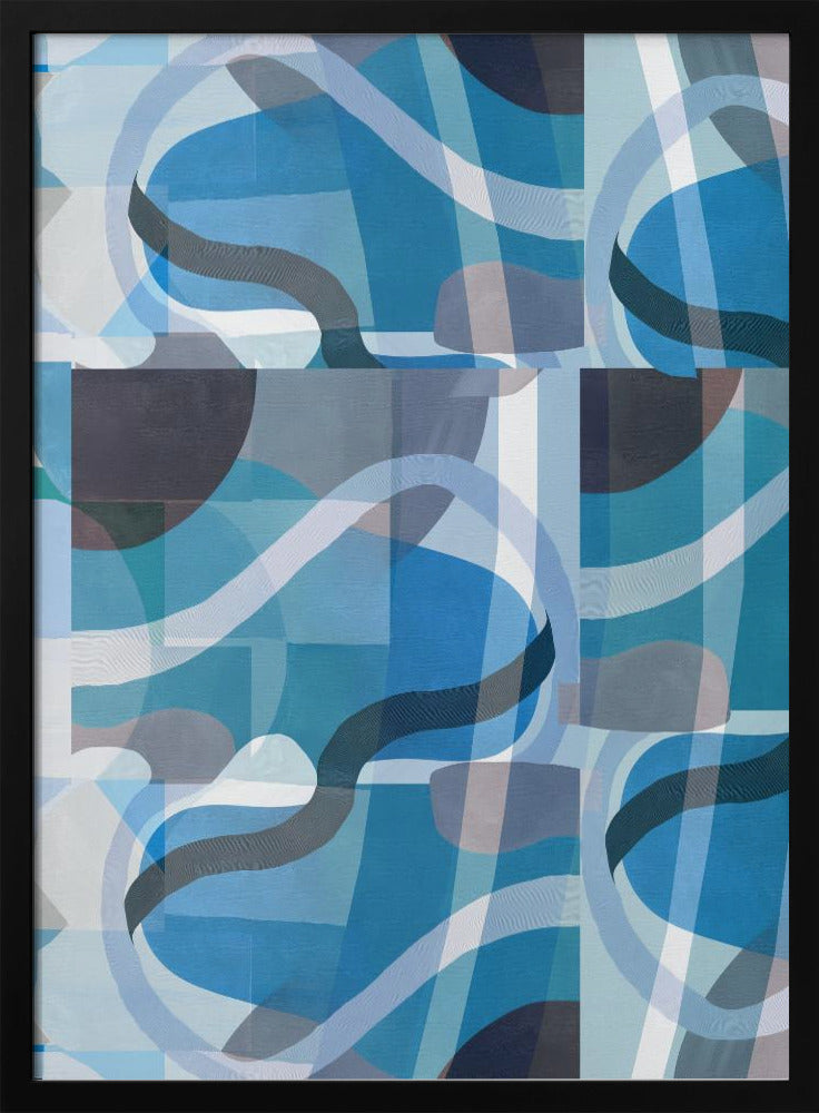 Abstracte blauwe en neutrale wervelende vormen 3 | Poster
