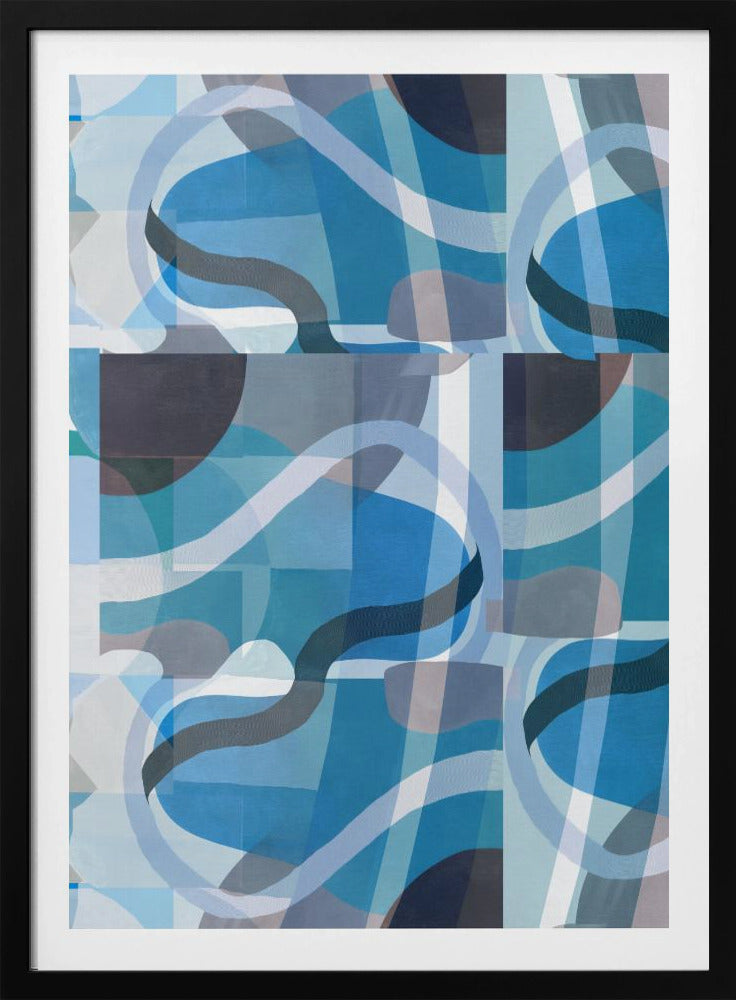 Abstracte blauwe en neutrale wervelende vormen 3 | Poster