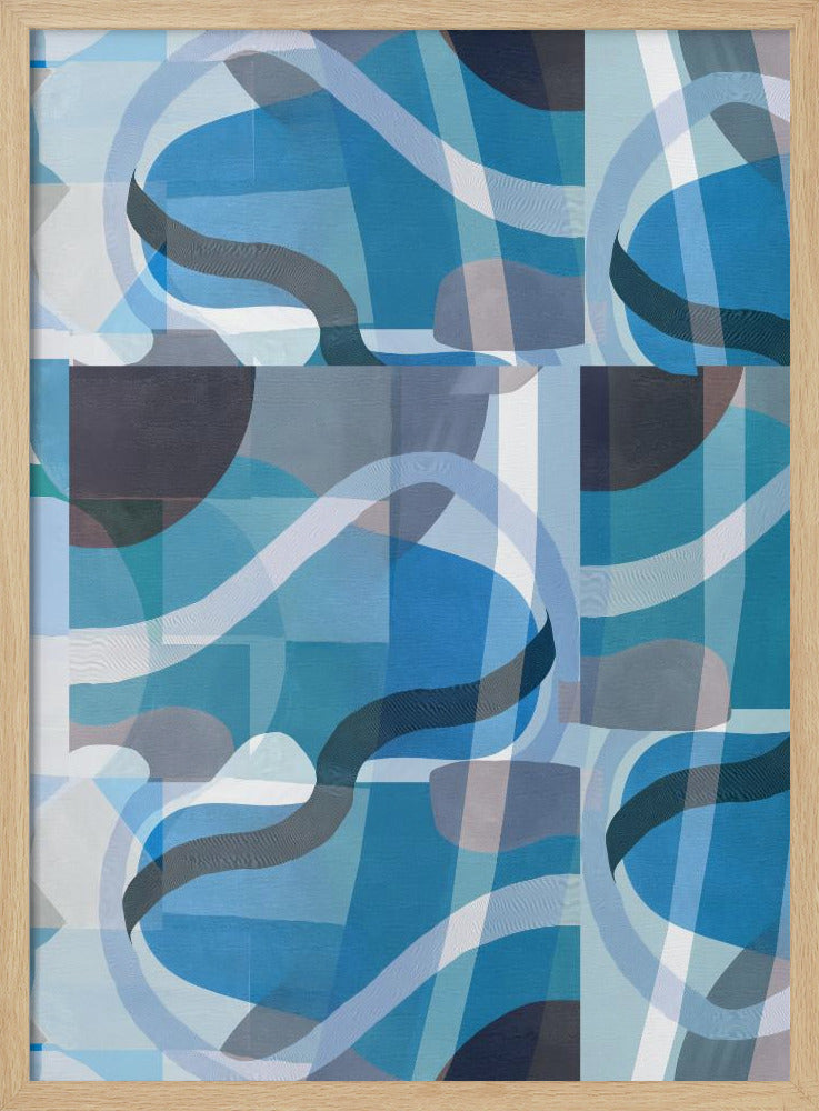 Abstracte blauwe en neutrale wervelende vormen 3 | Poster