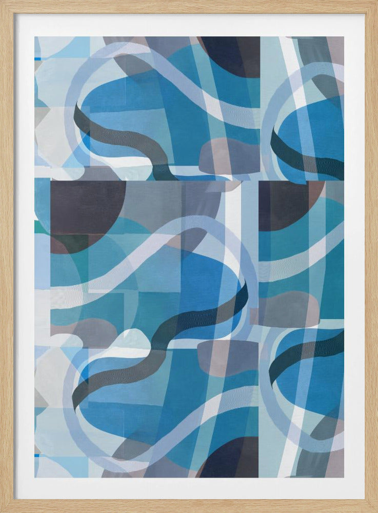 Abstracte blauwe en neutrale wervelende vormen 3 | Poster