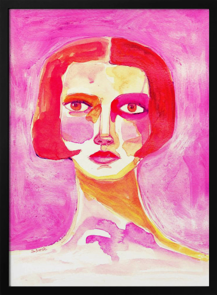 Dame met bobkapsel Felroze | Poster