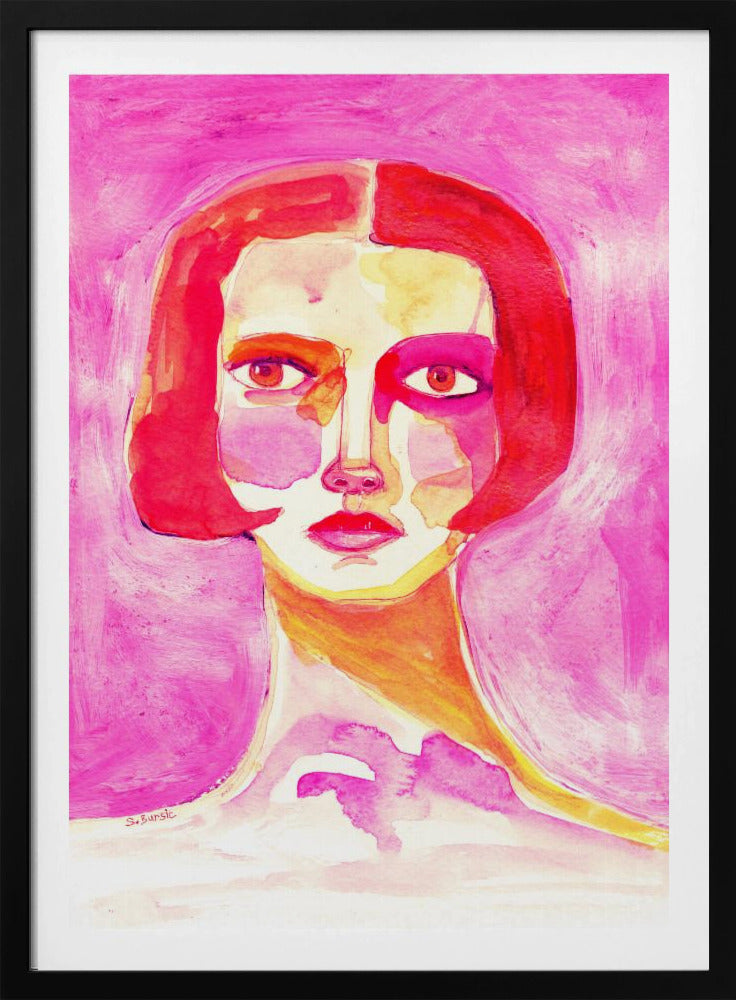 Dame met bobkapsel Felroze | Poster