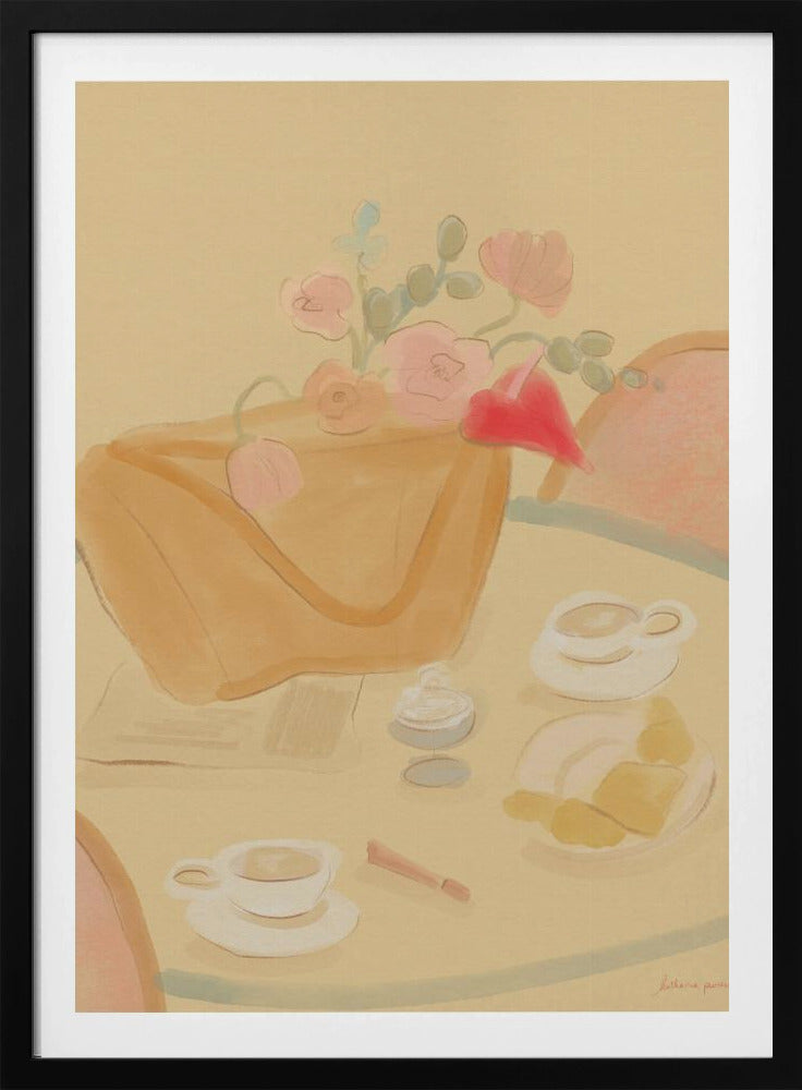 Koffiedate met bloemen | Poster