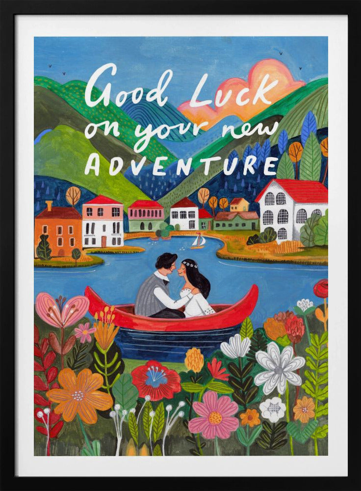 Pasgetrouwd stel in een boot | Poster
